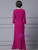Fuchsia V-neck 3/4 Sleeve Mother Of The Bride Dress