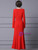 Red Long Sleeve Split Beading Mother Of The Bride Dress