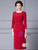Trendy Red Long Sleeve Flower Beading Mother Of The Bride Dress