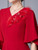 Red V-neck Short Sleeve Beading Flower Mother Of The Bride Dress