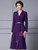 Purple Long Sleeve V-neck Beading Mother Of The Bride Dress