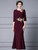 Fancy Burgundy Short Sleeve Beading Mother Of The Bride Dress