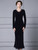 Black Velvet Long Sleeve Lace Mother Of The Bride Dress