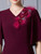 Burgundy V-neck Short Sleeve Beading Flower Mother Of The Bride Dress