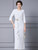 White Burgundy Pleats Beading Mother Of The Bride Dress