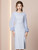 Light Blue Long Sleeve Beading Mother of the Bride Dress