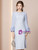 Light Blue Long Sleeve Beading Mother of the Bride Dress