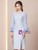 Light Blue Long Sleeve Beading Mother of the Bride Dress