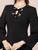 Black Long Sleeve Beading Bow Mother of the Bride Dress