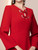 Red Long Sleeve Beading Bow Mother of the Bride Dress