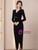 Black Long Sleeve Velvet V-neck Mother of the Bride Dress