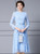 Blue Lace Long Sleeve Mother of the Bride Dress