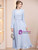 Blue Long Sleeve 3D Flower Mother of the Bride Dress