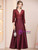 New Burgundy Satin Sequins Short Sleeve Mother of the Bride Dress