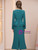 Peacock Blue Long Sleeve Beading Mother of the Bride Dress