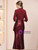 Burgundy Short Sleeve Sequins Mother of the Bride Dress