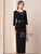 New arrivals Black Short Sleeve Beading Crystal Mother of the Bride Dress