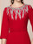 Exquisite Red Short Sleeve Beading Mother of the Bride Dress With Belt