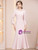 Pink Long Sleeve Tea Length Mother of the Bride Dress