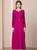 Exciting Fuchsia Long Sleeve Beading Mother of the Bride Dress