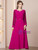 Exciting Fuchsia Long Sleeve Beading Mother of the Bride Dress