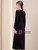 Dark Purple Velvet Long Sleeve Beading Mother of the Bride Dress
