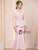 Pink Long Sleeve Crystal Mother of the Bride Dress