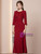 Burgundy Short Sleeve Sequins Beading Mother of the Bride Dress