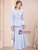 Light Blue Long Sleeve Crystal Mother of the Bride Dress