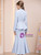 Light Blue Long Sleeve Crystal Mother of the Bride Dress