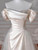 Ivory Satin Off the Shoulder Pleats Beading Wedding Dress