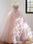 Pink Tulle Strapless 3D Flower Prom Dress