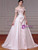 Light Pink Satin Appliques Wedding Dress