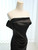 Black Satin Off the Shoulder Pleats Prom Dress