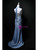 Blue Satin Strapless Beading Prom Dress
