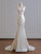 White Mermaid Satin Lace Strapless Wedding Dress