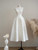 White Satin Flower Short Wedding Dress