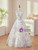 White Tulle Strapless Flower Prom Dress