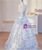White Tulle Strapless Flower Prom Dress