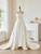 White Satin Strapless Pleats Wedding Dress