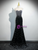 Black Mermaid Velvet Pearls Prom Dress
