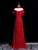 Red Off the Shoulder Pleats Prom Dress