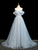 Blue Tulle Sequins Off the Shoulder 3D Prom Dress
