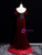Burgundy Velvet Strapless Pleats Beading Prom Dress