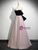 Pink Satin Off the Shoulder Velvet Pearls Prom Dress