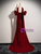 Burgundy Mermaid Lace Velvet Prom Dress
