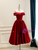 Burgundy Satin Off the Shoulder Prom Dress