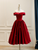 Burgundy Satin Off the Shoulder Prom Dress