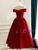 Burgundy Satin Off the Shoulder Prom Dress