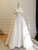 Ivory White Satin Off the Shoulder Pleats Lace Wedding Dress